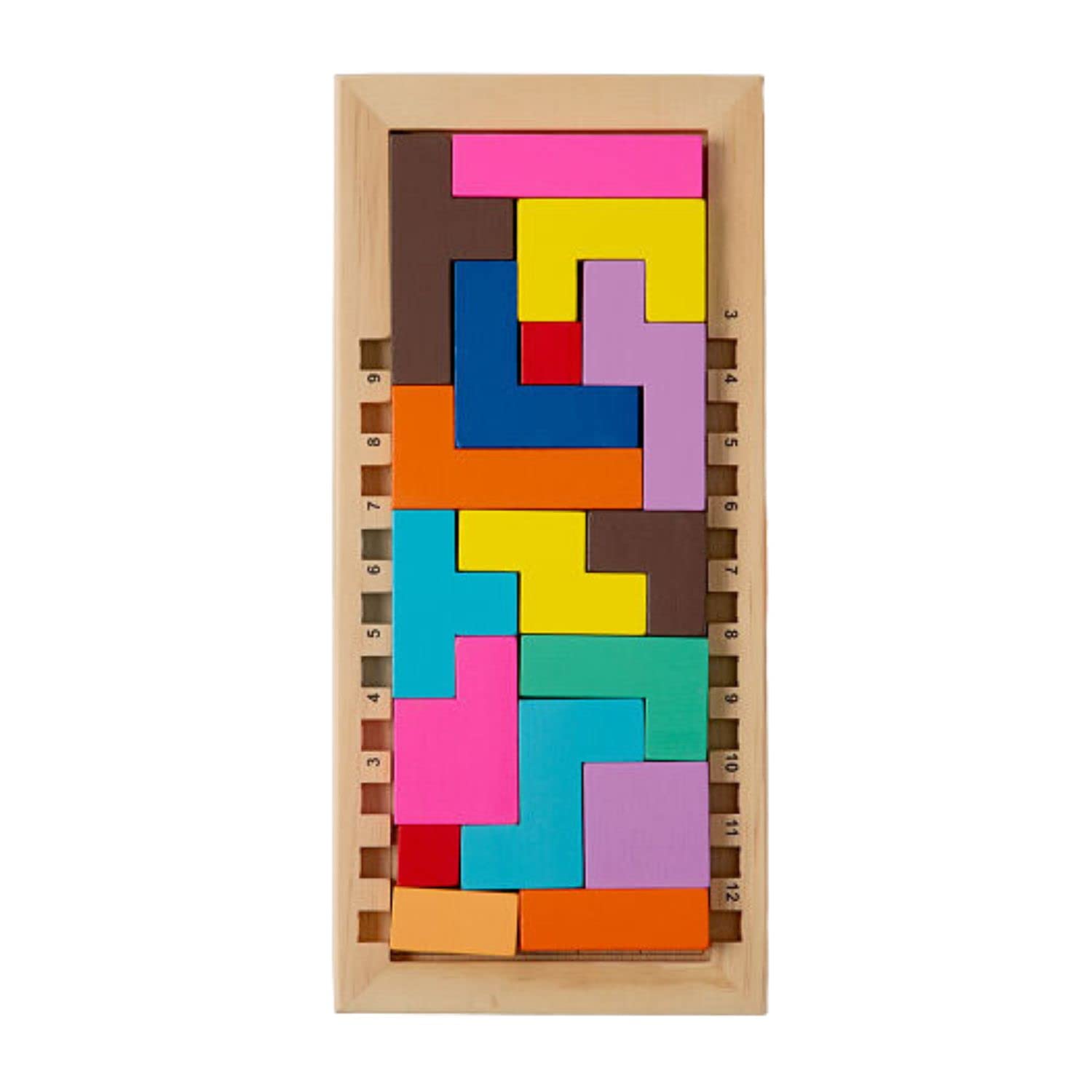 Kids Mandi Wooden Blocks Puzzle Brain Teasers Toy - Tangram Jigsaw  Intelligence Colorful 3D Russian Blocks Game Montessori Educational Gift  for Kids, 50 Pcs