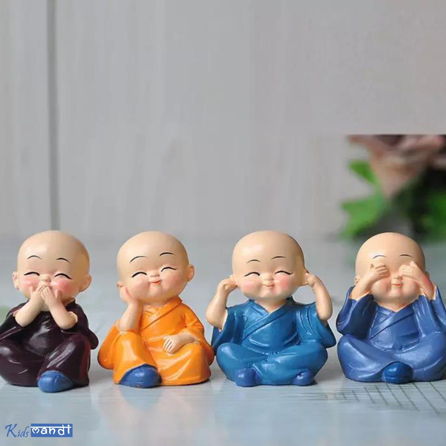 Kids Mandi little baby monk Buddha idols set of 4 multicolor