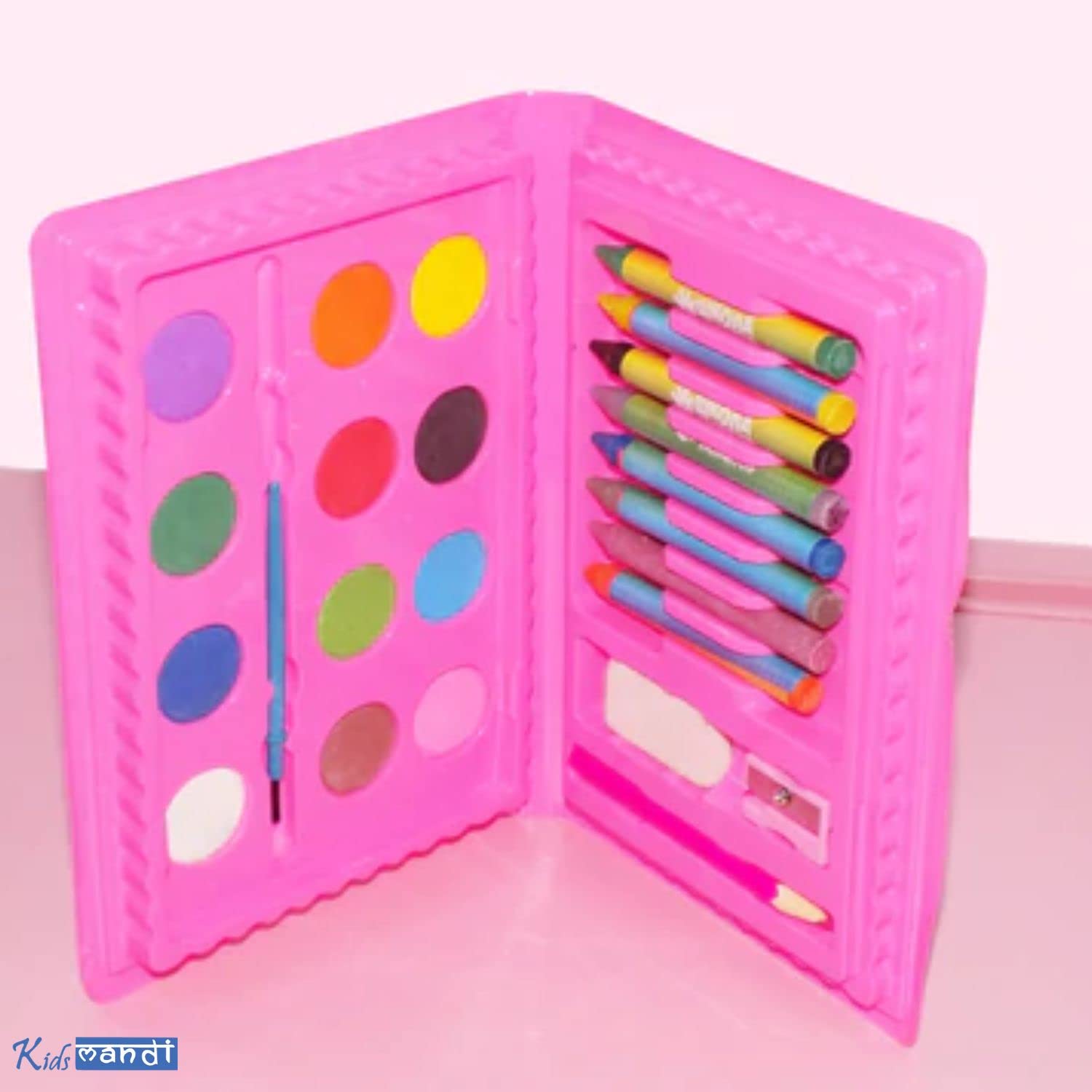 "Kids Mandi art supplies in portable box for drawing"