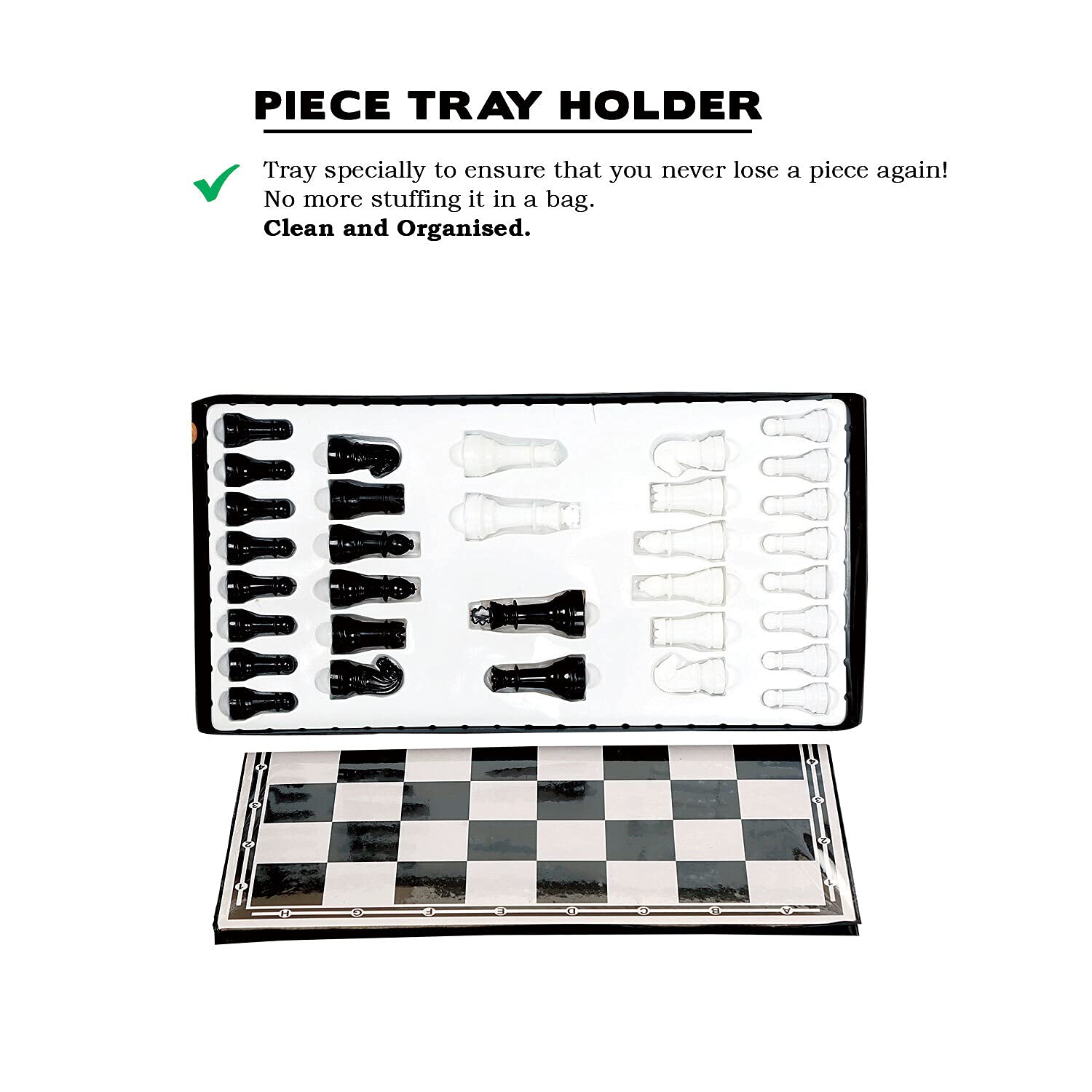 Kids Mandi Foldable Chess Set - Black and White Board Game