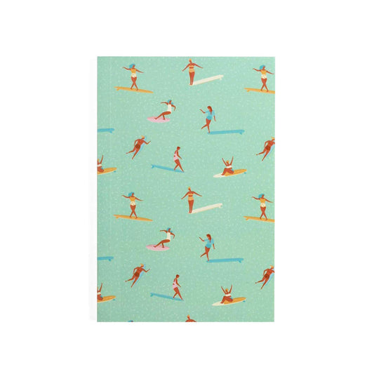 Kids Mandi surfer ruled A5 notebook, handmade paper diary.