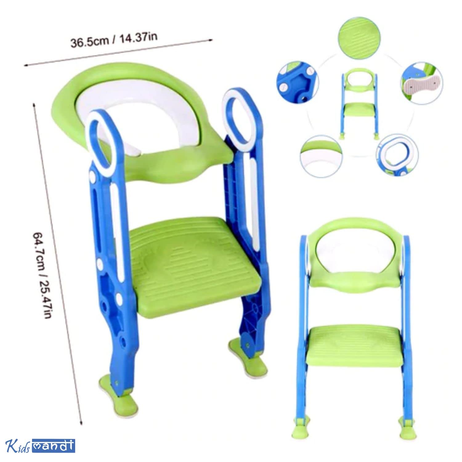 KIDS MANDI potty trainer with safe handrails for toddlers.