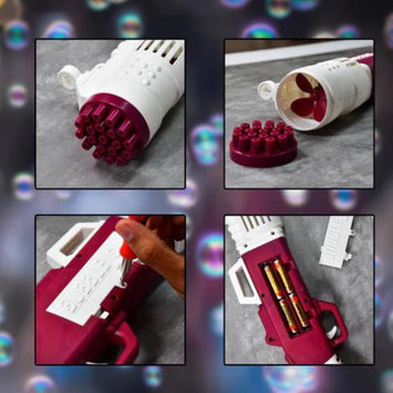 Kids Mandi Battery Operated Bubbles Gun Gatling Bubble Machine (10 words).