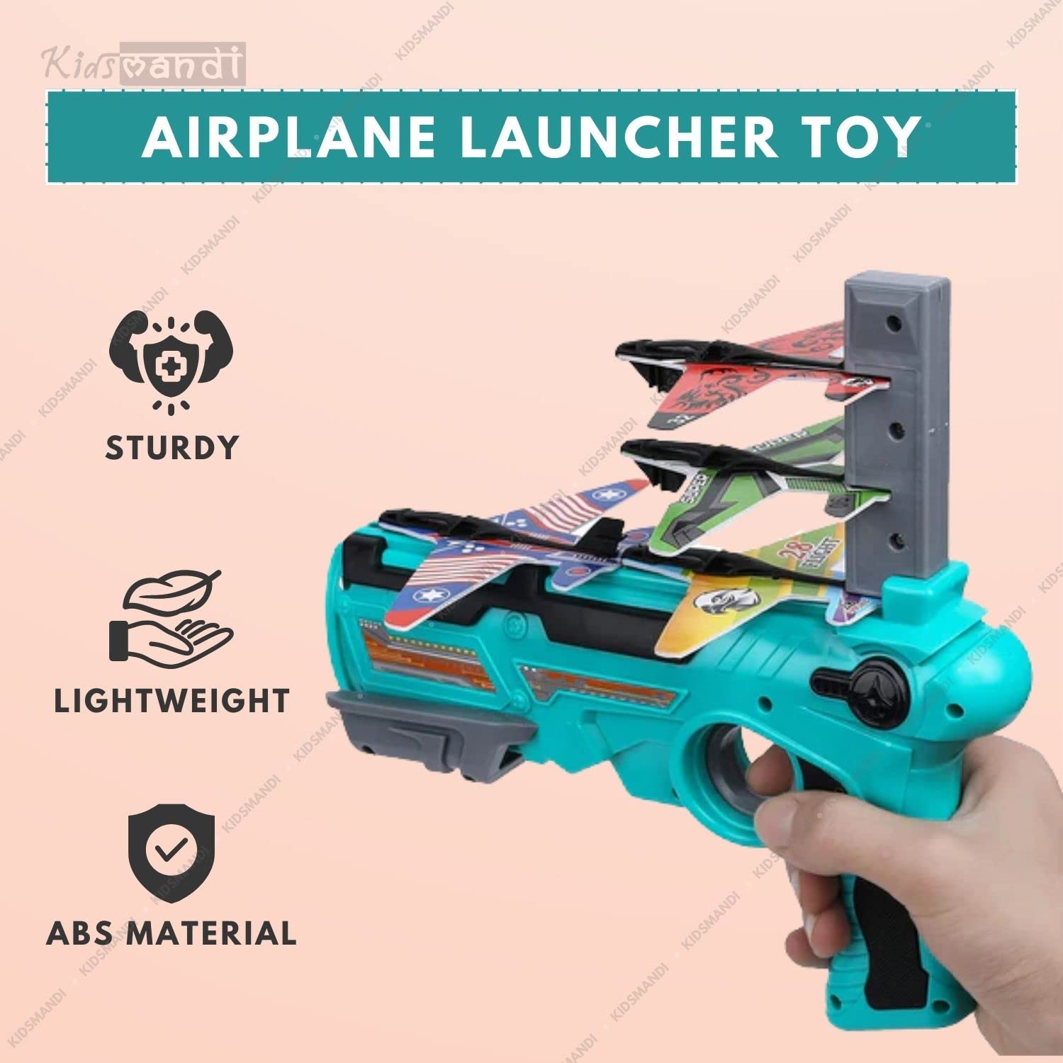 Kids Mandi airplane launcher toy gun for hours of fun.