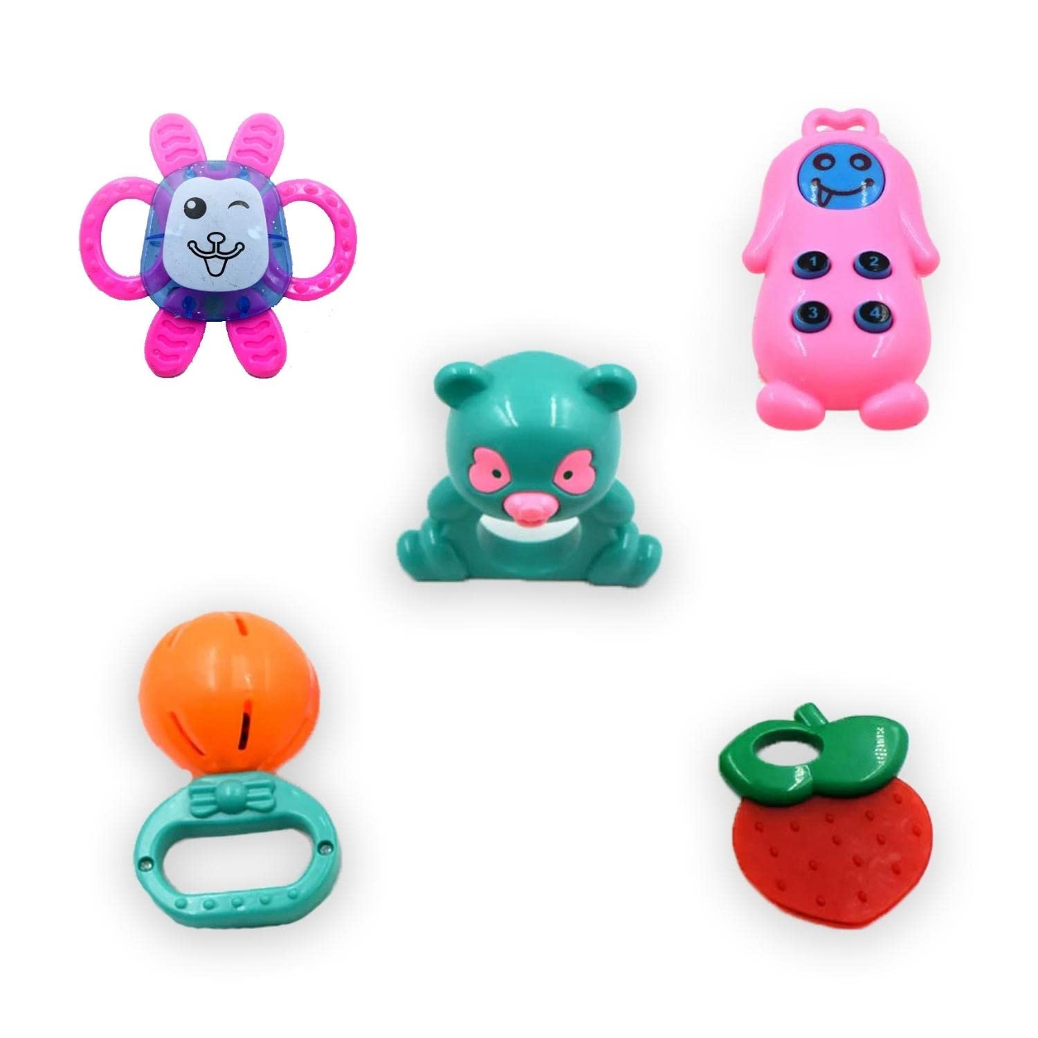 Kids Mandi non-toxic plastic baby rattle teether toys set.
