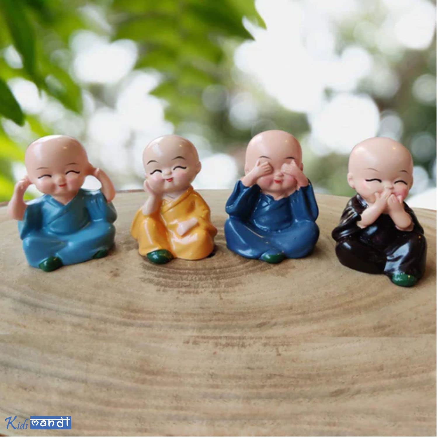 Kids Mandi little baby monk Buddha idols set of 4 multicolor