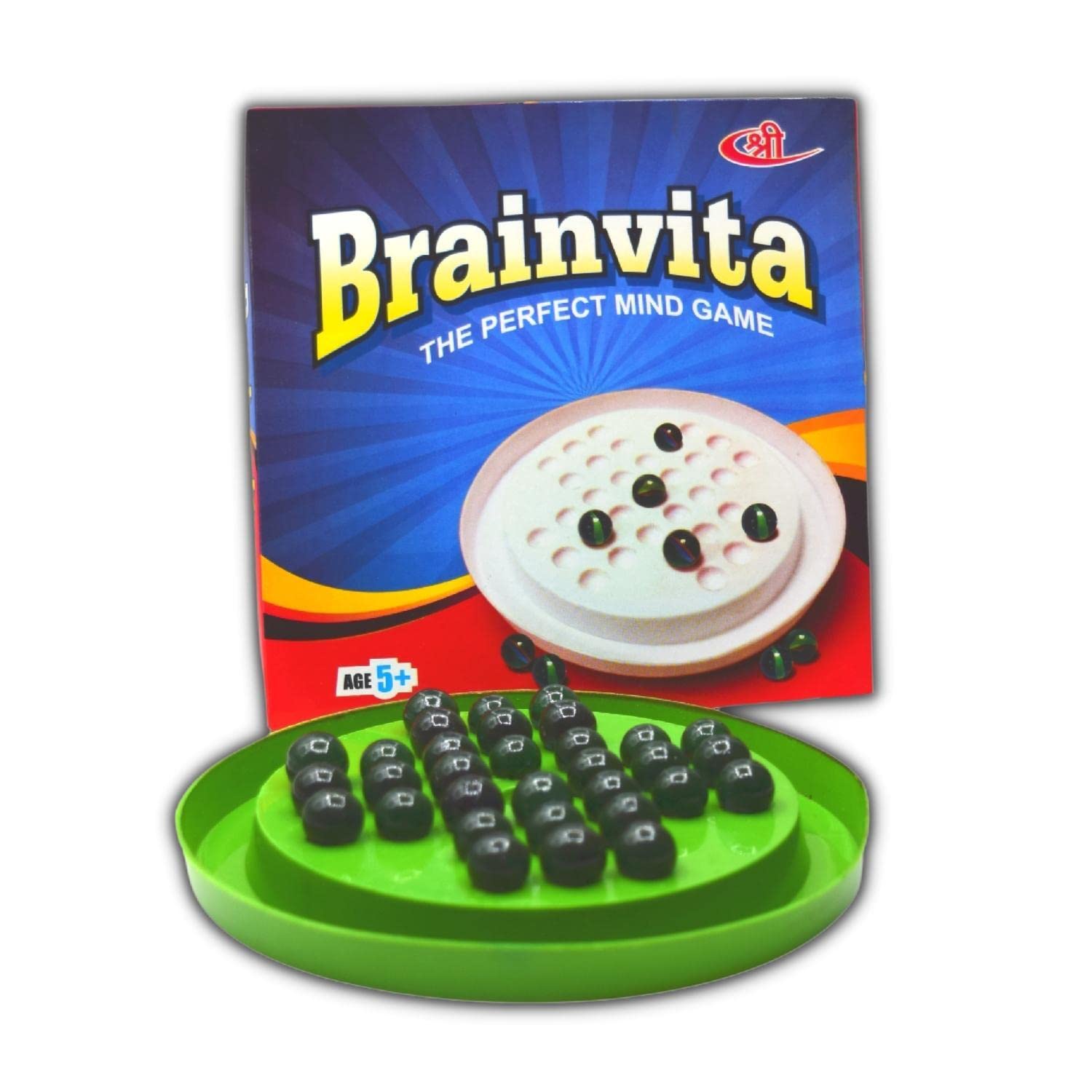 Kids Mandi Brainvita Mind-Challenging Board Game with 32 Marbles