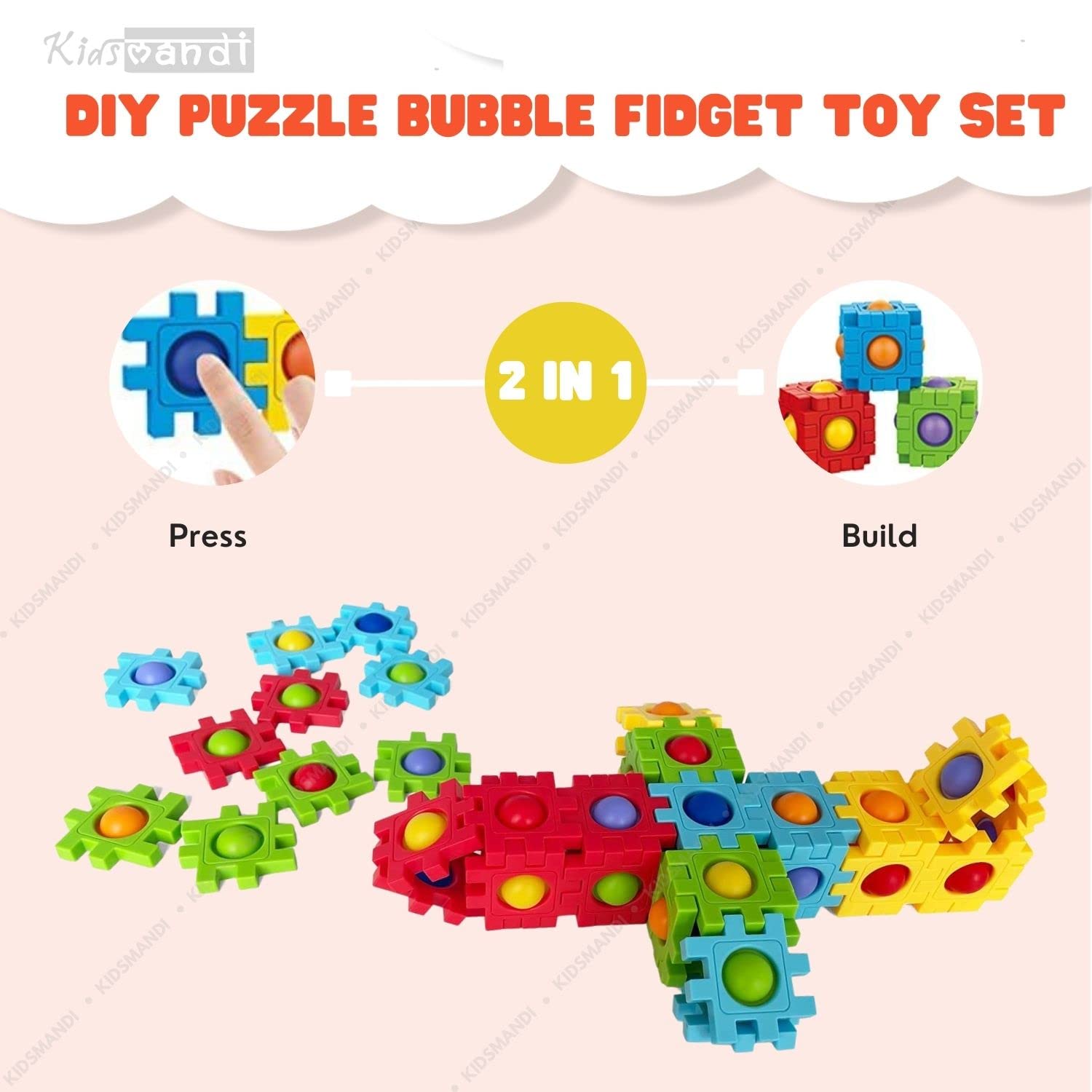Kids Mandi push pop puzzle - educational building blocks for study.