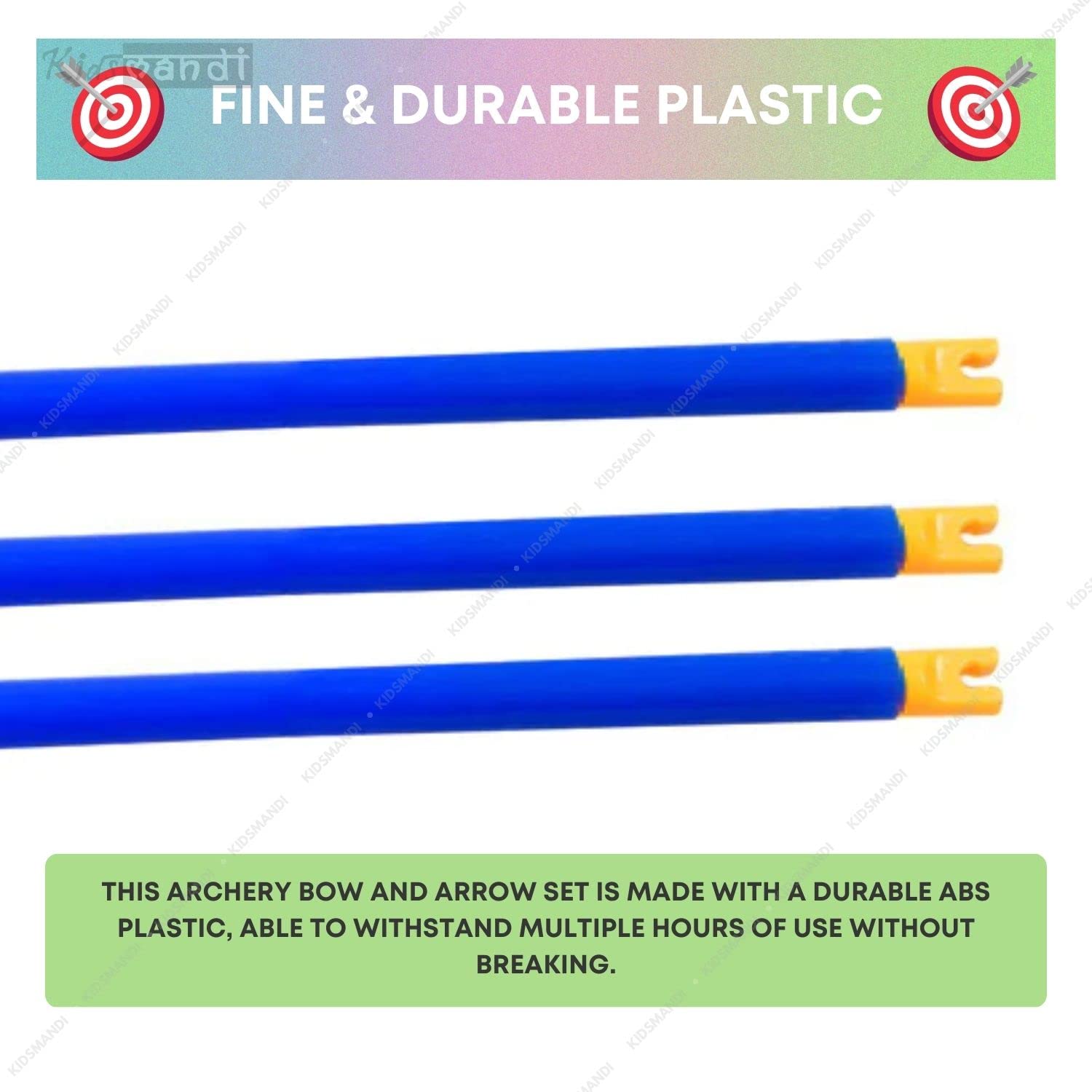 Kids Mandi plastic archery bow and arrow toy set with target board.