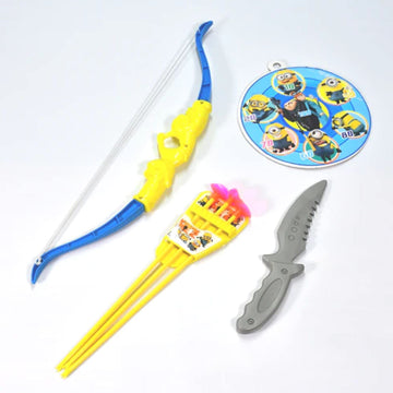 Kids Mandi plastic archery bow and arrow toy set with target board.