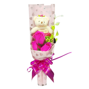 Rose Bouquet with Small Teddy Gift Set