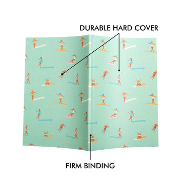 Kids Mandi surfer ruled A5 notebook, handmade paper diary.