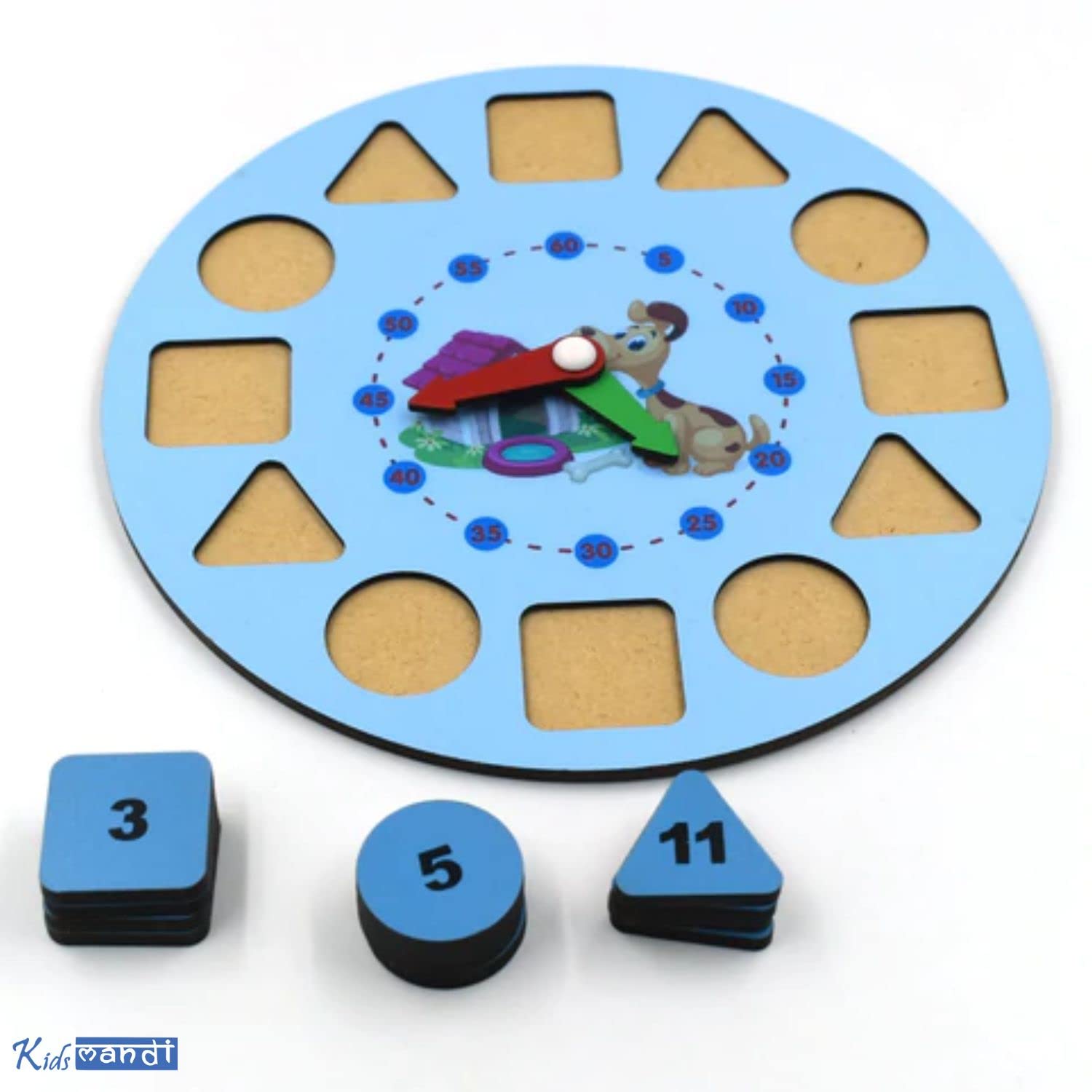 Kids Mandi wooden shape color sorting clock educational toy.