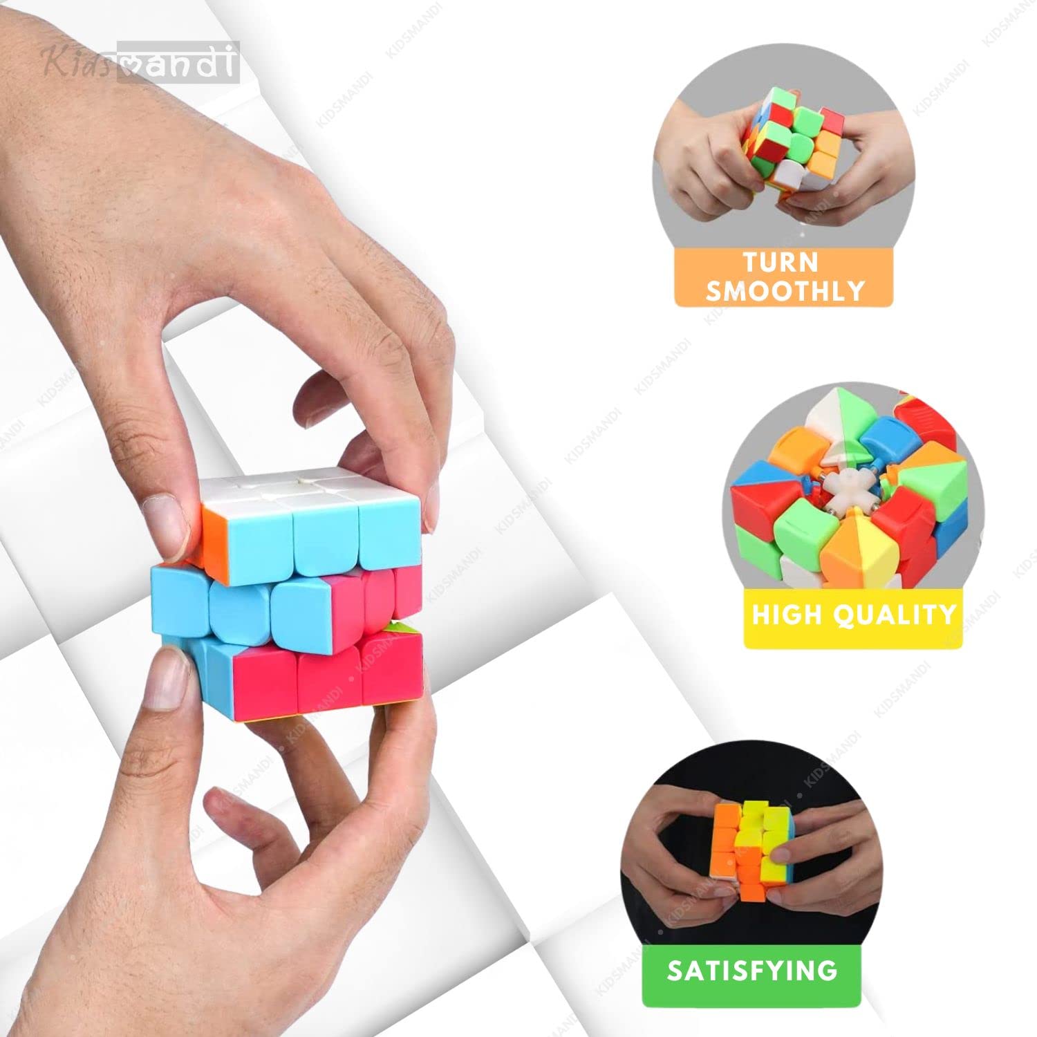 Kids Mandi 3x3 cube stickerless magic puzzle brainteaser stimulator game.