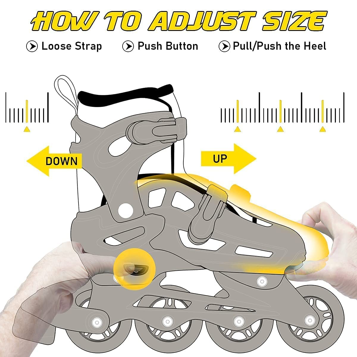 Kids Mandi Adjustable Inline Skates with Illuminating Wheels for Beginners