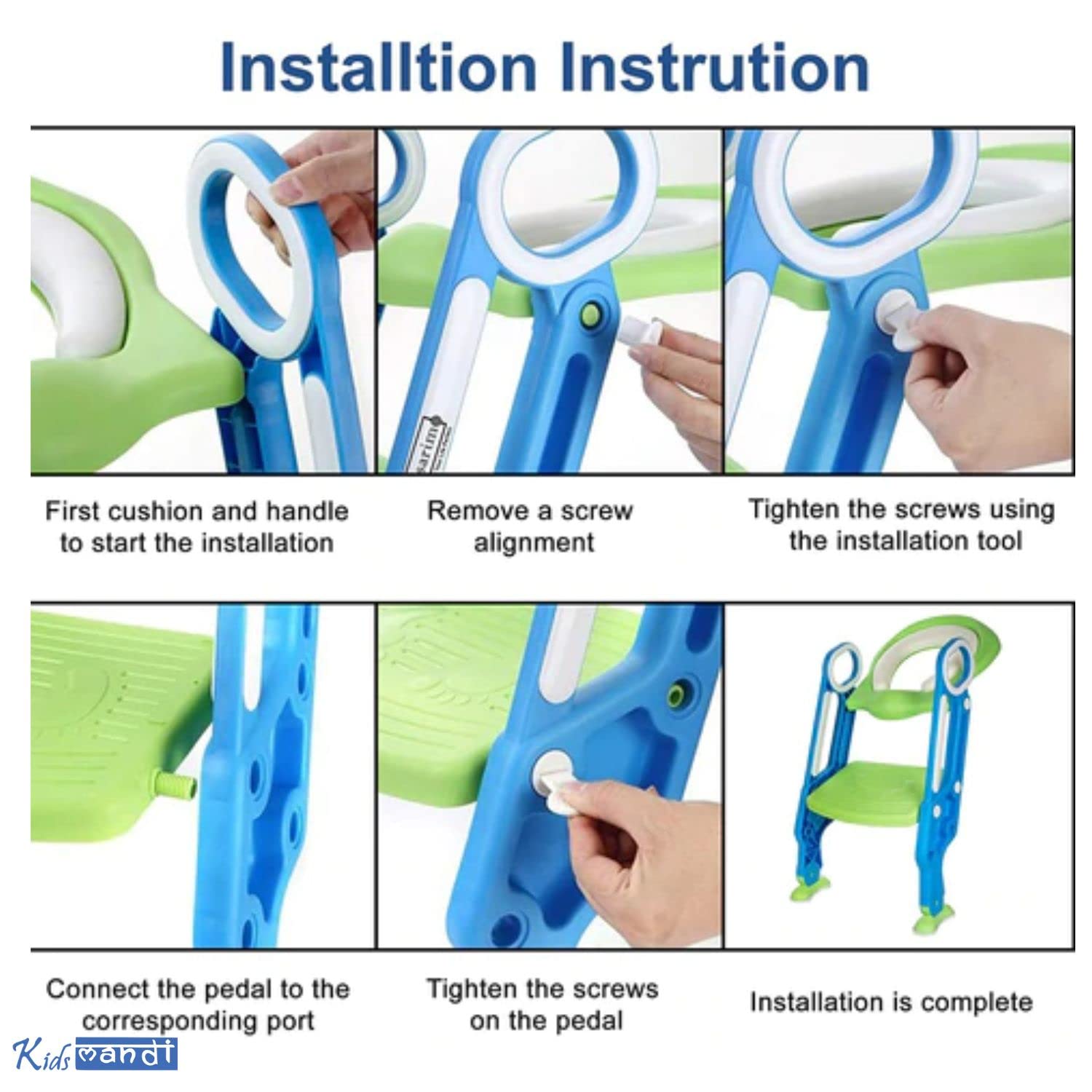 KIDS MANDI potty trainer with safe handrails for toddlers.