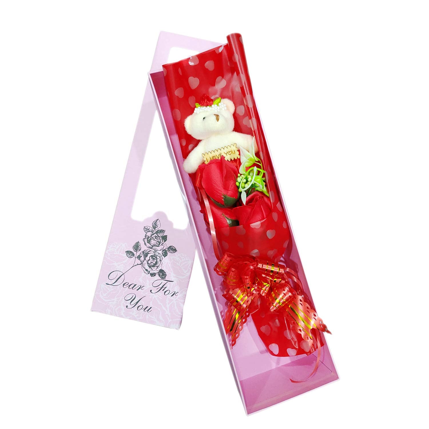 KIDS MANDI Sisq Rose Bouquet with Small Teddy Gift Set