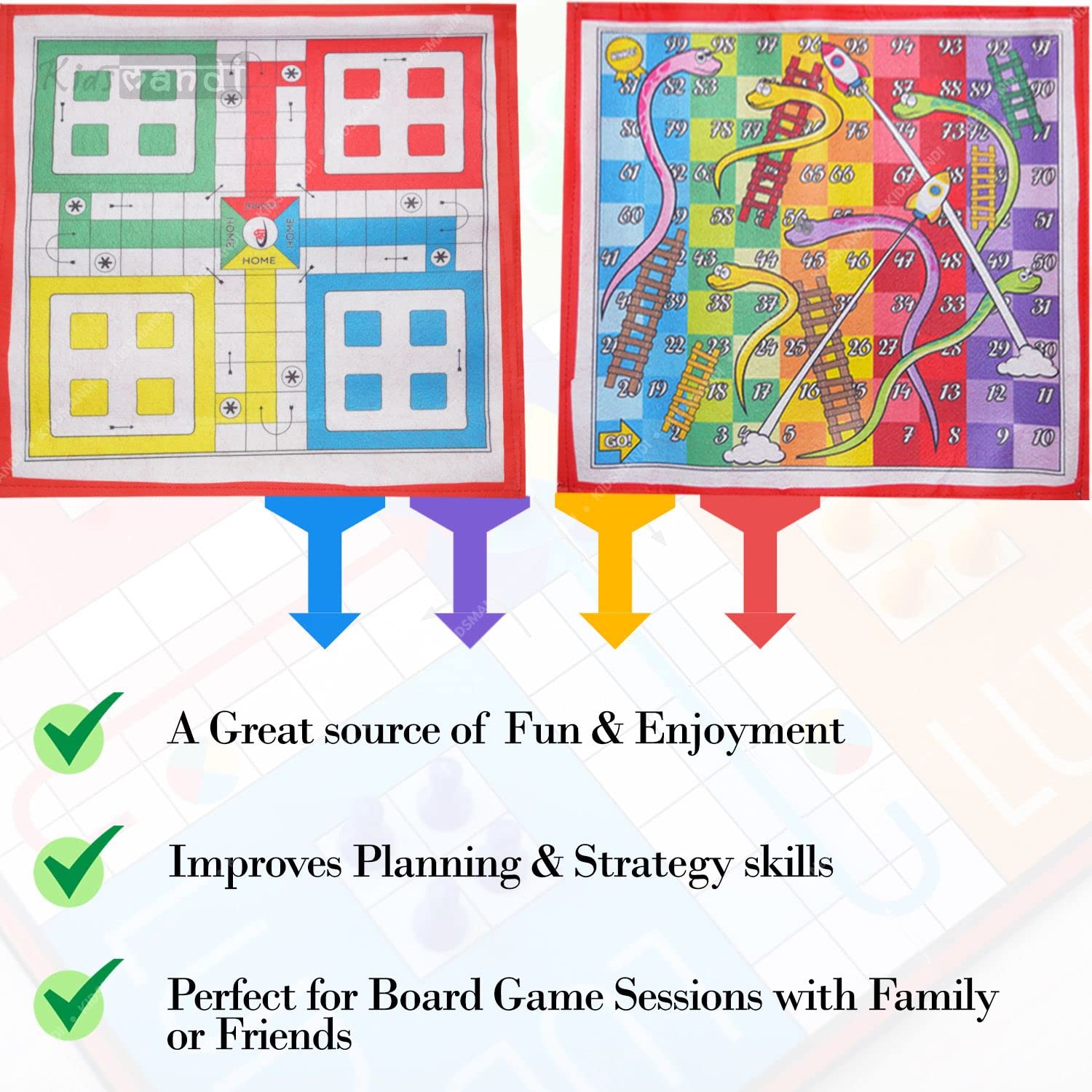 Kids Mandi Ludo Board Game Snake and Ladder Mat Game