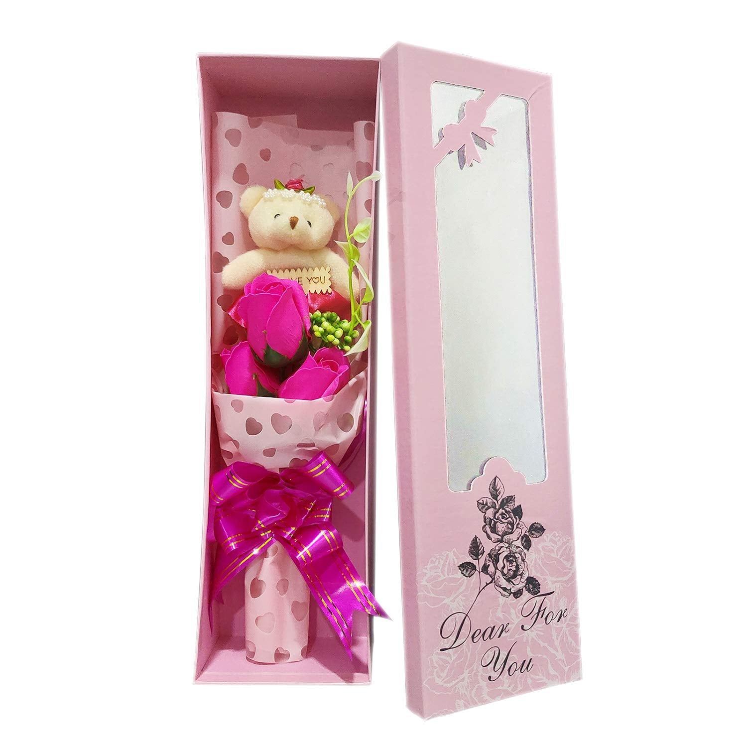KIDS MANDI Sisq Rose Bouquet with Small Teddy Gift Set