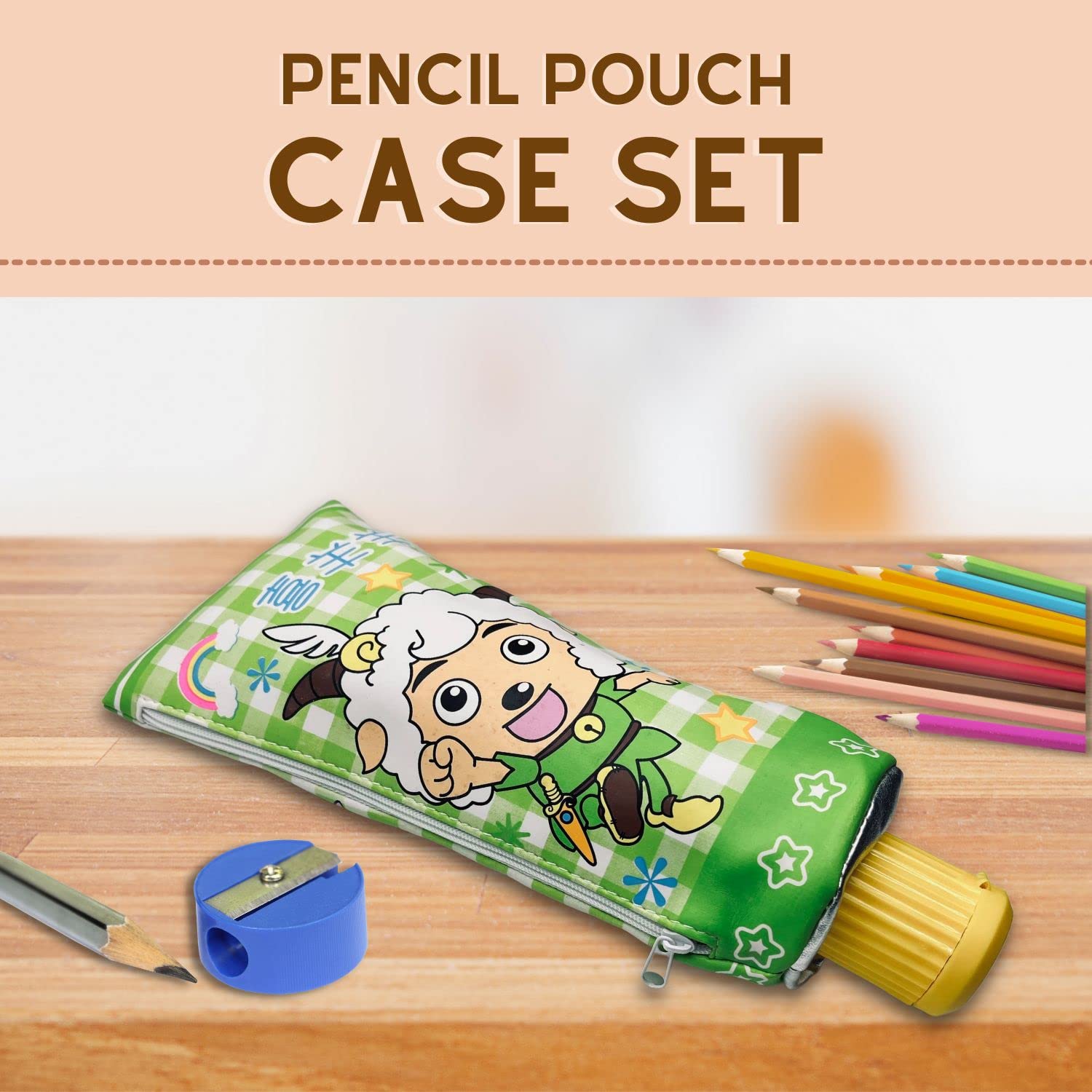 Kids Mandi pencil case, school stationery supply pouch for students.