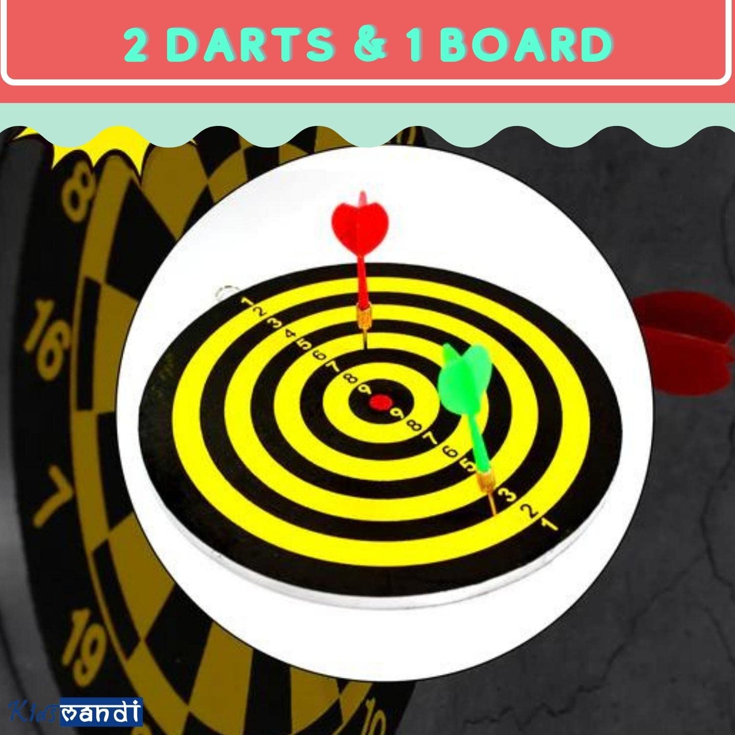 kids-mandi portable magnetic score dart board set with soft darts