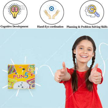 Kids Mandi five in one fun board game set alt text.