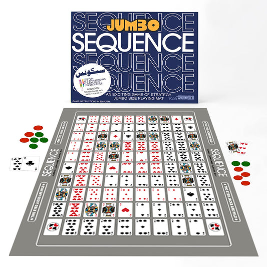 "KIDS MANDI jumbo sequence game with colorful board and cards."