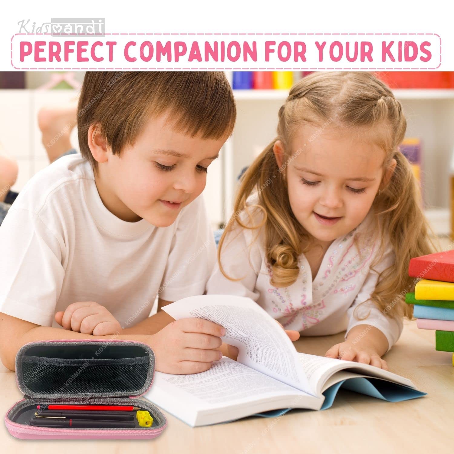 Kids Mandi 3D design Eva pencil case with mesh compartment