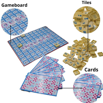 Kids Mandi Tambola Game Set with 48 reusable cards and tiles