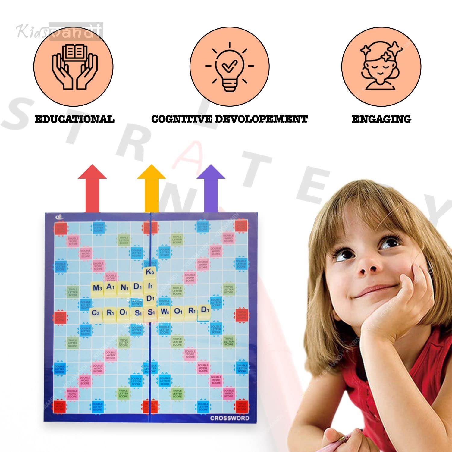 Kids Mandi Crossword Board Game for fun learning and entertainment.
