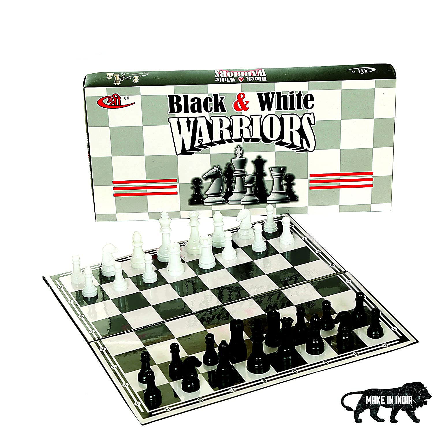 Kids Mandi Foldable Chess Set - Black and White Board Game