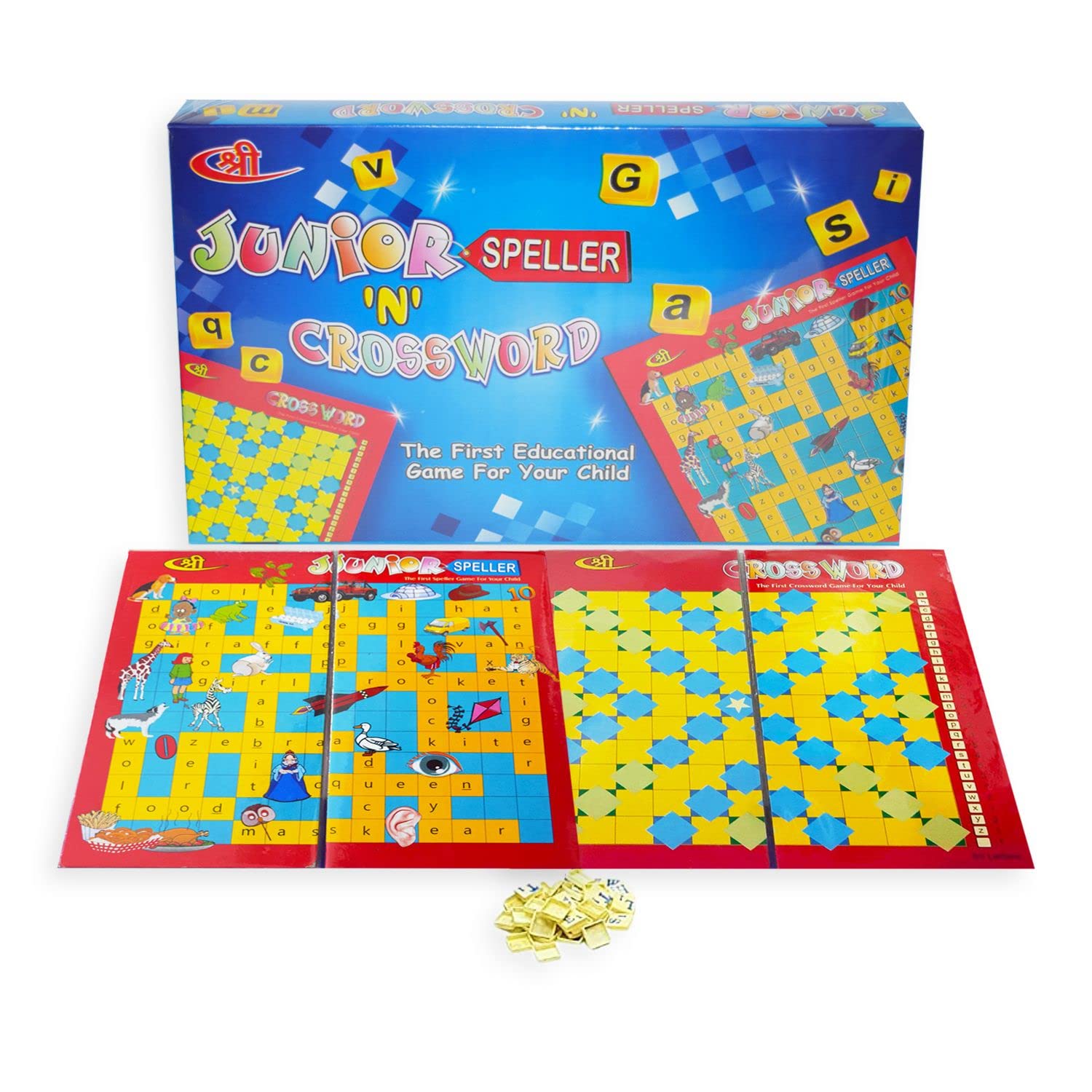 KIDS MANDI Junior Speller Crossword Board Game: Mind Developing Vocabulary  Learning Word Building Game for Kids & Family - English Spelling Crossword  Puzzle Game