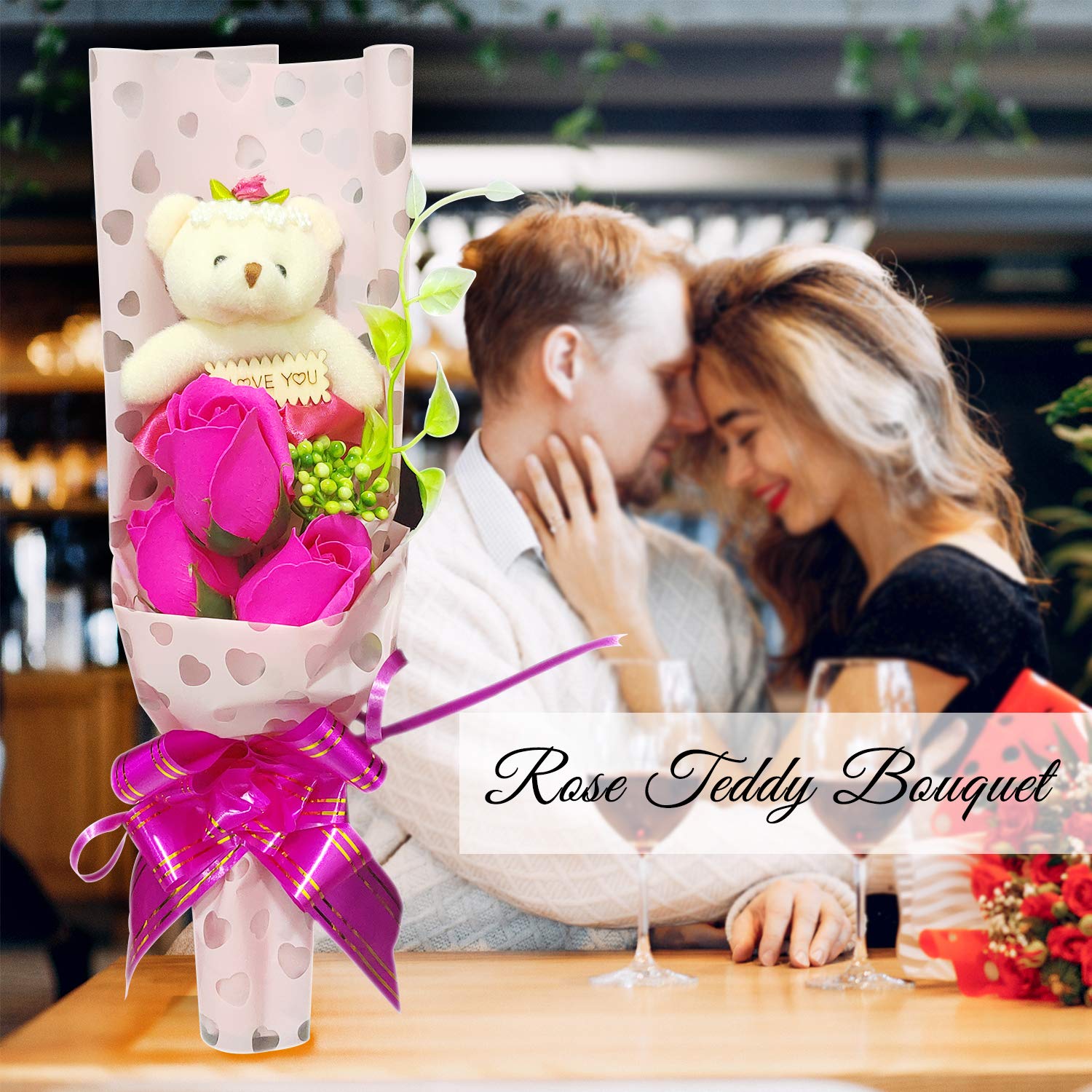 KIDS MANDI Sisq Rose Bouquet with Small Teddy Gift Set