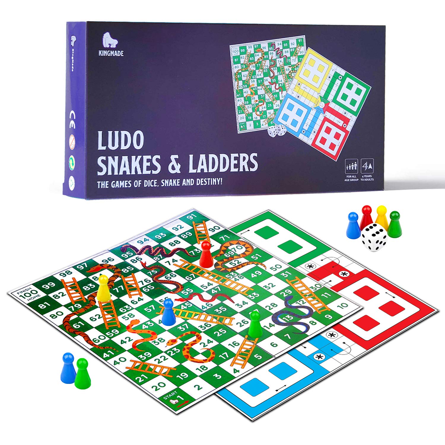 Kids Mandi Ludo Snakes Ladders Board Game Family Entertainer 4+ Years