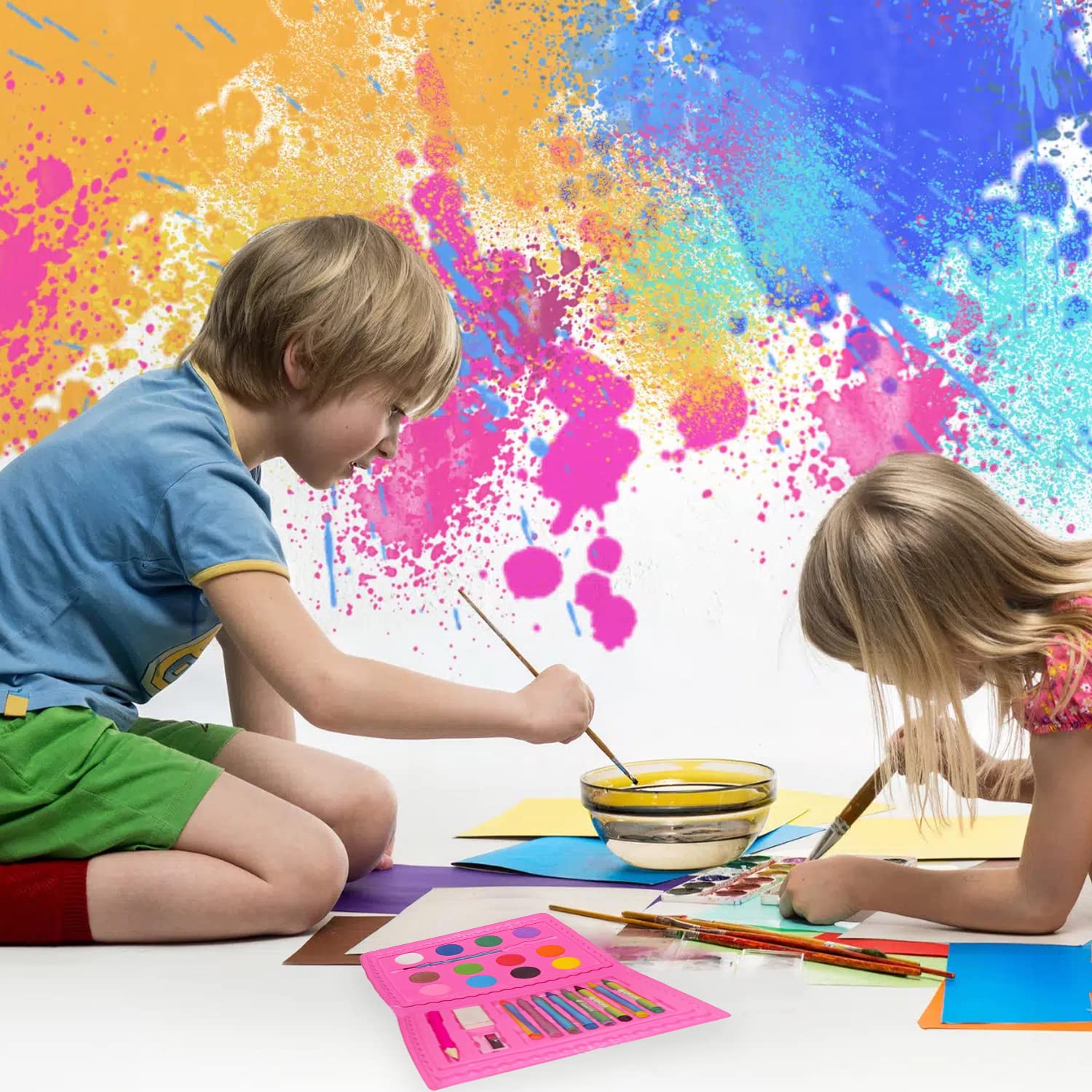 "Kids Mandi art supplies in portable box for drawing"