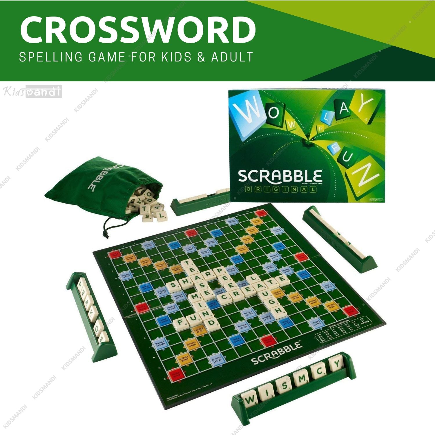 Kids Mandi - Scrabble board game with colorful letter tiles.