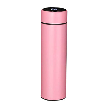 Sisq Stainless Steel Temperature Water Bottle Thermos |Double Wall Vacuum Intelligent Cup with Led Smart Display |Hot and Cold Bottle - 500 ML Pink,for Office, Home, Gym, Outdoor Travel