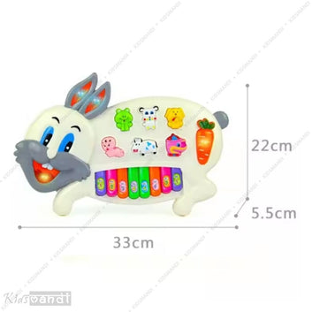 Kids Mandi Rabbit Musical Piano Toy for Babies | 3 Modes Animal Sounds, Flashing Lights & Music | Early Learning Baby Toy for 6+ Months (White)