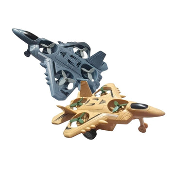 Kids Mandi 6.6 Inch Inertia Friction Army Fighter Jet Toy | Unbreakable Aircraft Toy with Rotating Fans for Kids