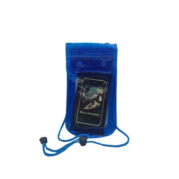 Mundal Waterproof PVC Transparent Mobile Cover Pouch Case with Hanging Rope for Protection in Rain Underwater Dust & Snow Suitable for All Mobile Phone (Blue)