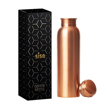 Sisq® Pure Copper Water Bottle 1 Litre | Handcrafted Plain Matt Copper Bottle for Drinking | 1000ml | Designed for Sustainable Living