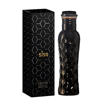 Sisq® Pure Copper Water Bottle 1 Litre | Curve Shape Handcrafted Copper Bottle | 1000ml | Antique Diamond Designed for Sustainable Living