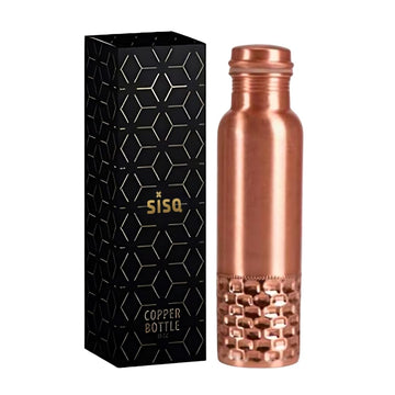 Sisq® Pure Copper Water Bottle 1 Litre | Handcrafted Copper Bottle for Drinking | 1000ml | Half Brick Designed for Sustainable Living