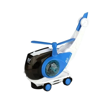 Kids Mandi Musical Helicopter Toy with Lights & Sound | Universal Wheel Bump-N-Go Action | Moving Toy for Kids (Multicolour)