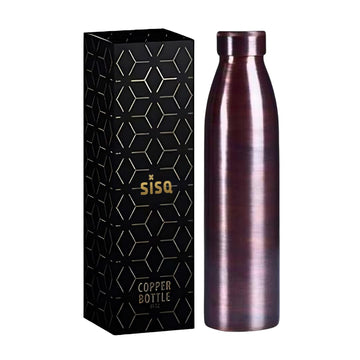 Sisq® Pure Copper Water Bottle 1 Litre | Handcrafted Dude Antique Copper Bottle for Drinking | 1000ml | Designed for Sustainable Living