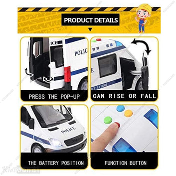 Kids Mandi® Friction Powered Police Car Toy | Simulation Patrol Vehicle | Push & Go Action Toy for Kids