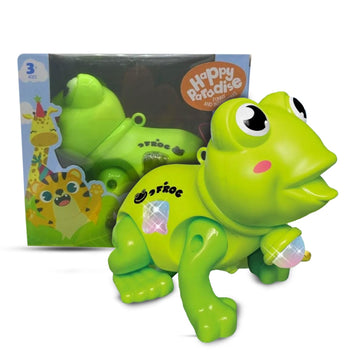 STAZIE|Jumping Frog Baby Toy with LED Light & Music | Fun Crawling & Jumping | Battery-Powered Musical Frog Toy