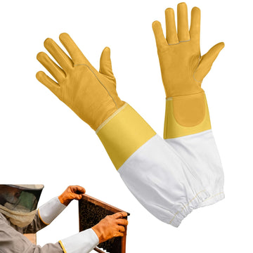 Sisq Beekeeping Gloves | Premium Leather Protective Gloves with Long Ventilated Sleeves | Safety for Beekeepers, Honey Harvesting, Gardening & Outdoor Protection | Comfortable & Durable Hand Safety