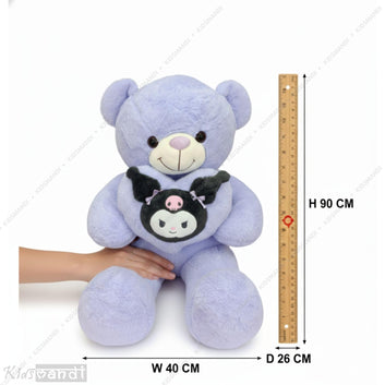 Kids Mandi® Kawai Kuromi Heart Teddy Bear - 40x26x90 CM, Purple Plush Toy, Cute Stuffed Animal, Adorable Gift, Soft Cuddly Bear, Perfect for Kids and Collectors