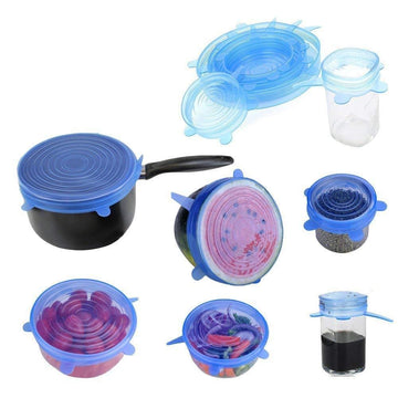 Mundal Silicone Stretch Lids Reuseable Microwave Safe Loose Flexible Covers (Set of 6)